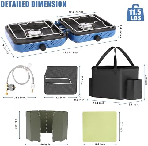 Hisencn 2 Burners Camping Stove with Windscreen for Camping,RV Essentials - Image 4