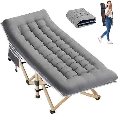 Folding Camping Cot with Mattress for Adults,28" Wide,600LBS by Candockway