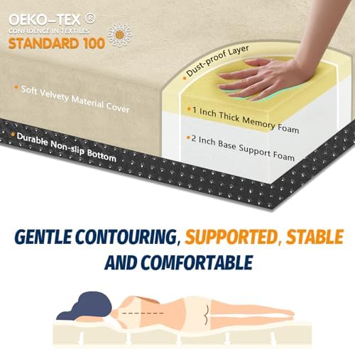 CYMULA Memory Foam Camping Mattress Pad, Sleeping Mat, Portable Roll Up Mattress for Adults, Camping Bed Pads for Sleepover, Car Bed with Travel Bag - Image 2