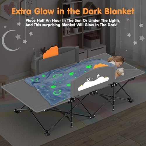 Suteck Kids Camping Cot, Comfortable Toddler Cots Bed with Blanket - Image 2