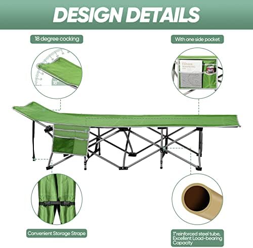 Portable Camping Cot with Mattress, Sleeping Bed,Single Lounge Chaise - Image 4