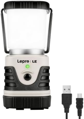 Lepro 1000LM LED Camping Lantern Rechargeable with 4 Light Modes, White by Lepro