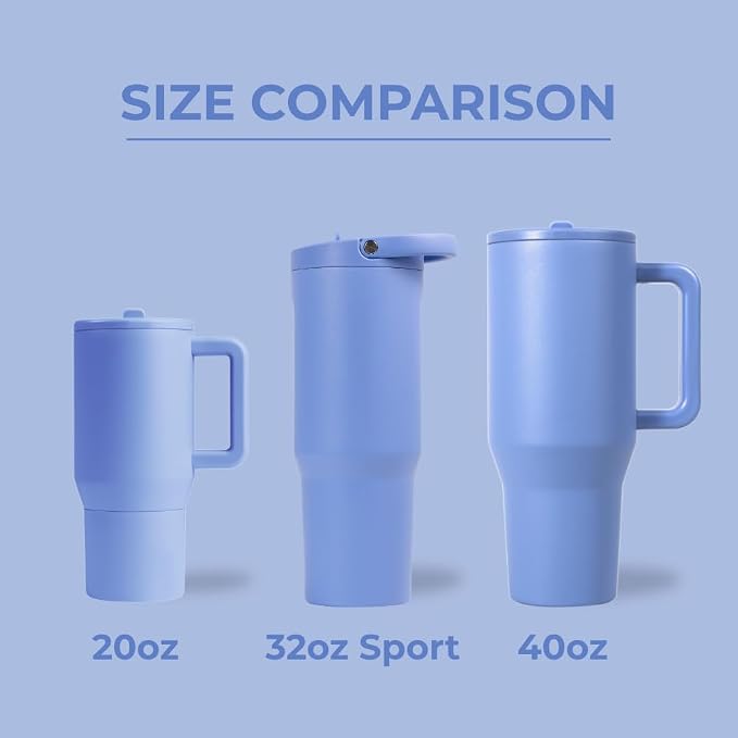 HydroJug Sport - Stainless Steel Tumbler with Straw, Vacuum Insulated, 32oz Leakproof Water Bottle, Ergonomic Design, Reusable, Dishwasher Safe, Rubber Base, Durable for Gym or Outdoors, Light Blue - Image 4