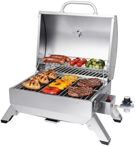 Royal Gourmet GT1001 Stainless Steel Portable Grill, 10000 BTU BBQ Tabletop Gas Grill with Folding Legs and Lockable Lid, Outdoor Camping, Deck and Tailgating, Silver - Image 2