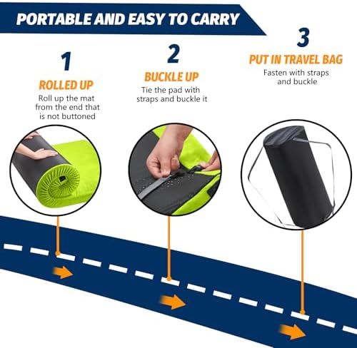 CYMULA Memory Foam Camping Mattress Pad, CertiPUR-US Sleeping Mat, Portable Roll Up Mattress for Adults, Camping Bed Pads for Sleepover, Car Bed with Travel Bag - Image 5