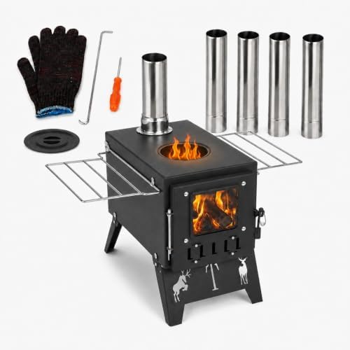 Camping Stove，Portable Camping Wood Stove for Tent with 5-Piece Chimney by Unknown