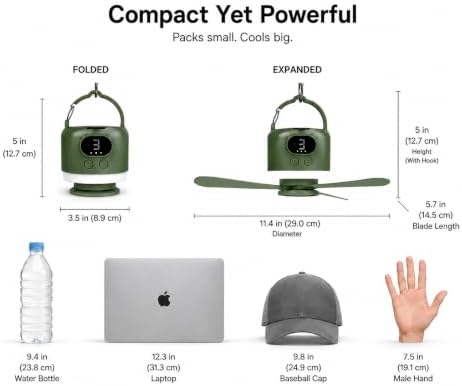 Camping Tent Fan with Light, Rechargeable Hanging Fan with Remote - Image 4