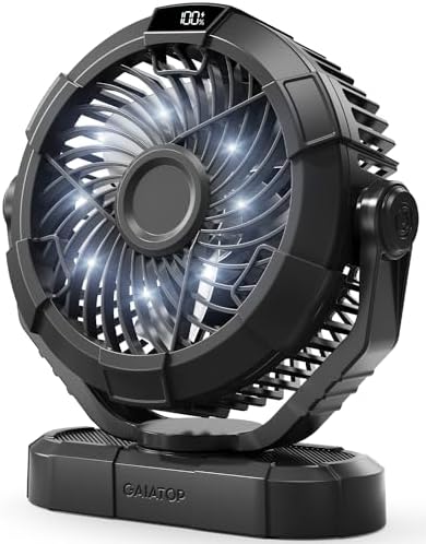 Gaiatop Portable Camping Fan with LED Lantern, 360° Head Rotation for Tent by GAIATOP