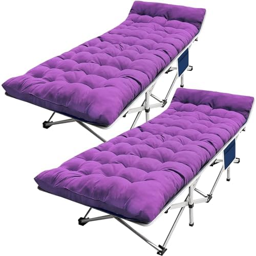2 Pack Camping Cot, Heavy Duty Cots for Sleeping with Mattress by Faysore