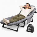 DXZ Folding Camping Cot for Adults, 6-Position Adjustable Reclining Cot with Mattress and Pillow, Heavy Duty Portable Sleeping Bed with Side Pocket for Camping, Patio, Office Nap and Home Rest, Grey by Unknown