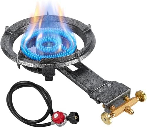 Bestfire 13" Single Propane Burner Stove, 90,000 BTU Cast Iron Portable Outdoor Burner, 0-20 PSI Adjustable Regulator & 4ft Hose, Ideal for Outdoor Wok Cooking by GrillsOutdoorCooking