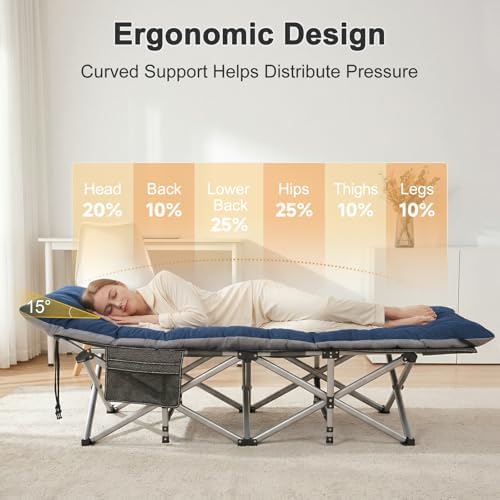 ABORON XXL Folding Camping Cot for Adults, 32 in Wide with Mattress, 900 lb - Image 3