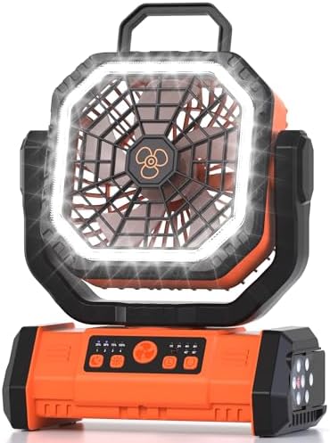 Honesorn 20000mAh Rechargeable Fan Portable 11-Inch, with LED Light Remote by Honesorn