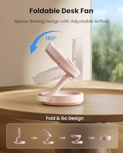 Gaiatop Foldable Desk Fan with Night Light, 6.8in Portable Travel Fan - Image 2