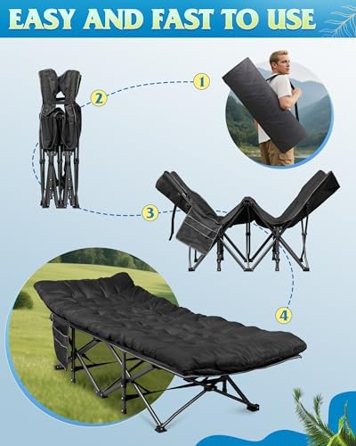 WLIVE Folding 1200D Oxford Camping Cots with Mattress for Adults Sleeping - Image 5