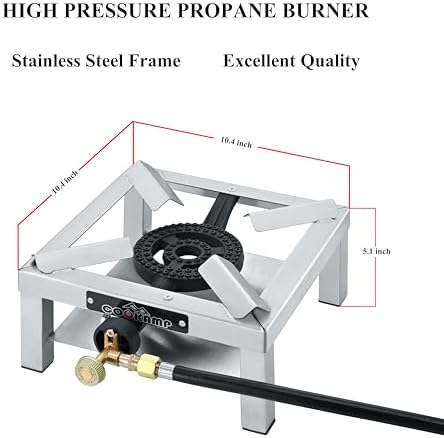 COOKAMP Propane Burner Angle Iron Camp Stove with CSA Listed Regulator and 4ft Hose (SS1200) - Image 2