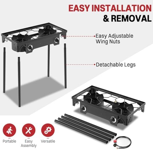 2 Burner Propane Camp Stove | 150,000 BTU | High Pressure Gas Burners - Image 4