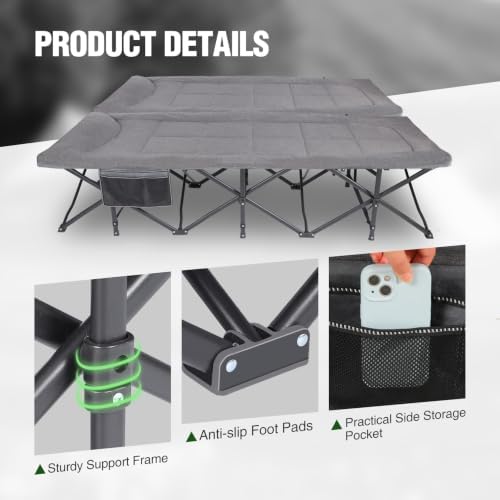 RedSwing 2 Person Camping Cot for Adults, Grey with Sleeping Bags 2pcs - Image 6