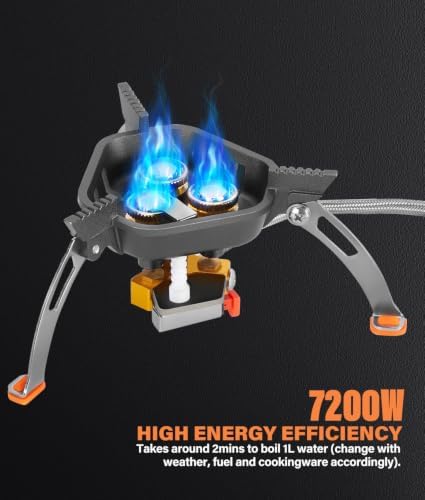 WADEO 7200W Windproof Camp Stove, Camping Gas Stove with Piezo Ignition - Image 2