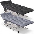 Folding Camping Cots for Adults 2 PackHeavy Duty 800 LBS Sleeping Cot with Removable Pad & Carrying Bag Portable Foldable Cot for Outdoor Camping, Guest Sleep, Beach, Office Nap（Black Pad & Gray Pad） by LUCKPROBIGDEALSLLC