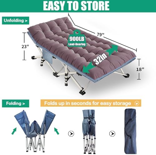 32" Width 2 Pack XXL Cot, Camping Cot with Mattress Comfortable - Image 2