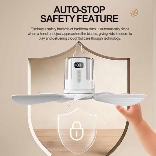 Portable Camping Fan with Light, 16″ Rechargeable Tent Ceiling Fan, 10800mAh Battery, 3 Color Temperature & RGB Adjustable Lighting, Detachable Blades for Camping, RV, Patio (White) - Image 5