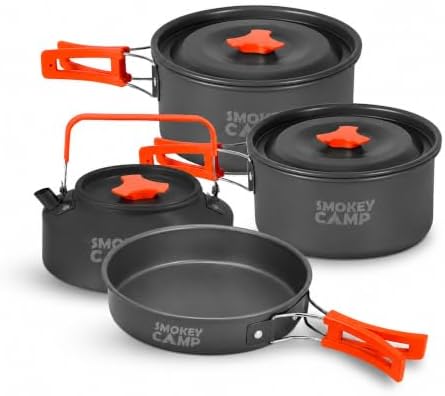 Smokey Camp Camping Cookware Mess Kit Set with Stove - Backpacking Camping Pots and Pans Set, All in One Non-Stick Camping Cooking Set, Portable Stove, Hiking, Picnic, Outdoor & Camping Cookware Set - Image 7
