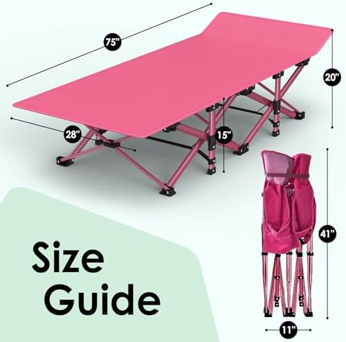 Suteck Camping Cot, Folding Camp Bed for Adults with Soft Thicker Cushion - Image 2