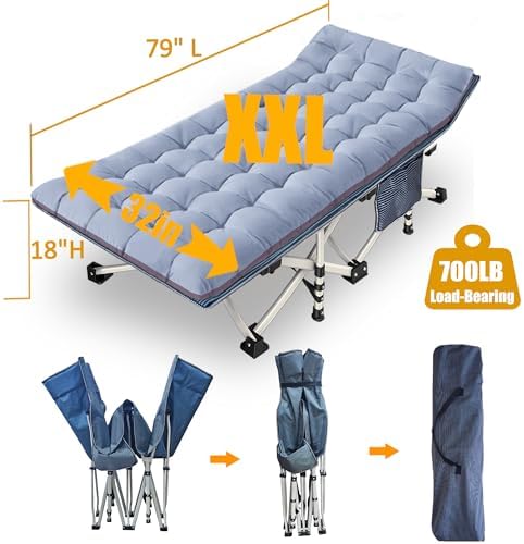 2 Pack 32" Wide XXL Camping Cot with Mattress, Oversize Cots for Adults - Image 3
