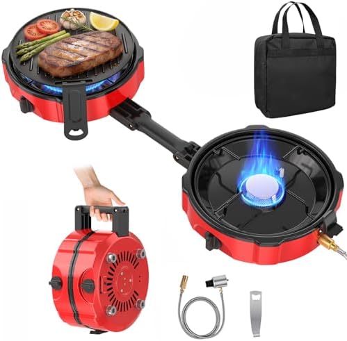 2 Burner Propane Camping Stove, 20000 BTU Foldable Portable Camp Stove with Piezo Ignition & Adjustable Burners, Outdoor Gas Cooker with Carry Bag for Camping, RV, Tailgating & Emergency Use by LiltsDRae