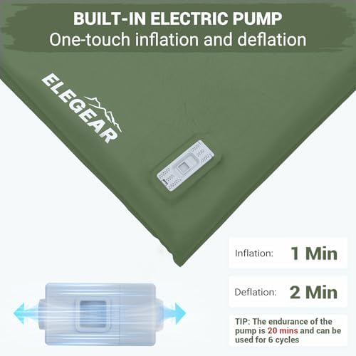 Elegear Self Inflating Sleeping Pad with Electric Pump Memory Foam 3.15" - Image 2