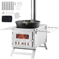 VEVOR Camping Wood Stove Stainless Steel Camping Tent Stove, Portable Wood Burning Stove with Chimney Pipes & Gloves, 640in³Firebox Hot Tent Stove for Outdoor Cooking and Heating with 8 Pipes by VEVOR