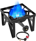 BESTFIRE 200,000 BTU Heavy-Duty Propane Burner – Outdoor Stove with 0-20Psi Adjustable Regulator & Black Hose – Ideal for Home Brewing, Turkey Frying, Camping & Backyard Cooking by GrillsOutdoorCooking