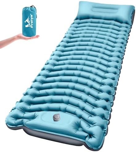 Ultralight Camping Sleeping Pad with Pillow & Built-in Foot Pump by Pretyw