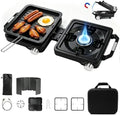 2 Burner Folding Camping Stove, 24000 BTU Propane Camp Stove with Windshield, Adjustable Burners Gas Stove with Frying Pan, Coffee Stand, Carry Bag for Camping, RV, Tailgating, Outdoor Picnic, Black by FIRXZYMZ