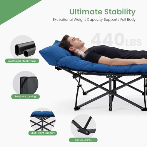 OLIXIS Camping Cot, Camping Bed, Sleeping Cot, Rollaway Bed - Image 3