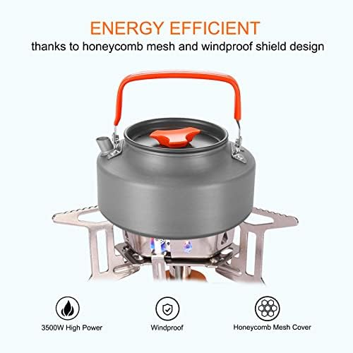 Portable Backpacking Stove with Piezo Ignition Windproof Camping Gas Stove Camp Stove Foldable Burner with Propane Canister Adapter for Outdoor Camping Hiking Picnic - Image 3