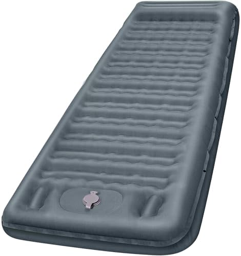 FNARMW Camping Sleeping Pad, Extra Thick 5 Inch Camping Mat with Pillow Built-in Foot Pump Inflatable Sleeping Pads Compact for Camping Backpacking Hiking Traveling Tent（Gray） by FNARMW