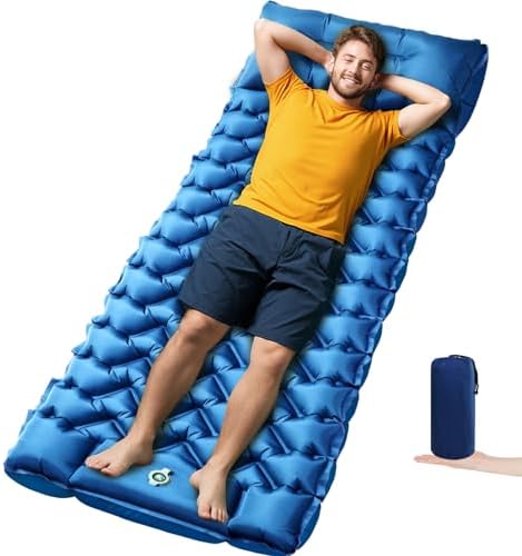 Sleeping Pad, Compact Sleeping Pad for Camping with Pillow Built-in Foot Pump, Inflatable Sleeping Mat for Travel Backpacking Hiking Sleeping Bag Tent, Outdoor Adventure Camp Gear | Inflatable Sleeping Mat for Travel, Backpacking, Hiking, Sleeping Bag,... by Oramoose