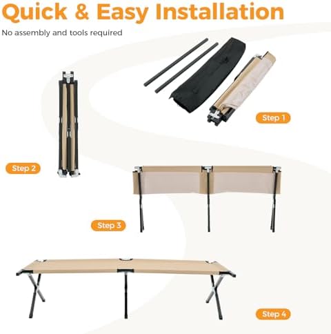 OLIXIS Camping Cot, Folding Cot, Guest Bed 73x35.8x17.7IN - Image 6