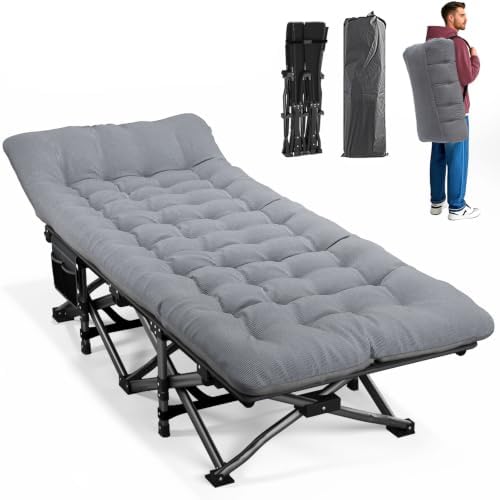 ATORPOK Camping Cot for Adults with Comfortable Cushion, Folding Bed by Enjoyyouroutdoorlife