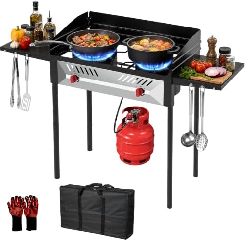 BESTFIRE High Pressure 150k BTU 2 Burner Outdoor Propane Gas Stove by GrillsOutdoorCooking