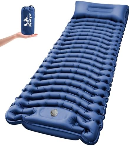 Ultralight Camping Sleeping Pad with Pillow & Built-in Foot Pump by Pretyw