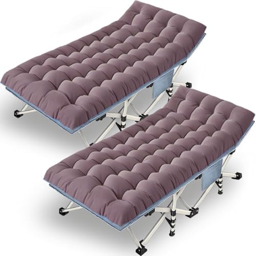 Oversized XXL 2 Pack Camping Cot, 32In Cots for Sleeping with Mattress by Faysore