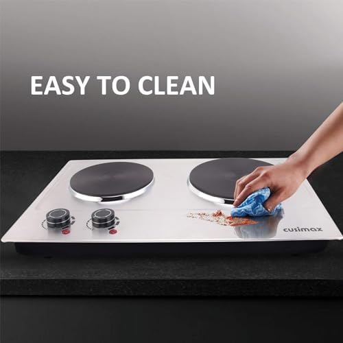 CUSIMAX 1800W Double Hot Plate, Stainless Steel Silver Countertop Burner Portable Electric Double Burners Electric Cast Iron Hot Plates Cooktop, Easy to Clean, Upgraded Version C180N - Image 6