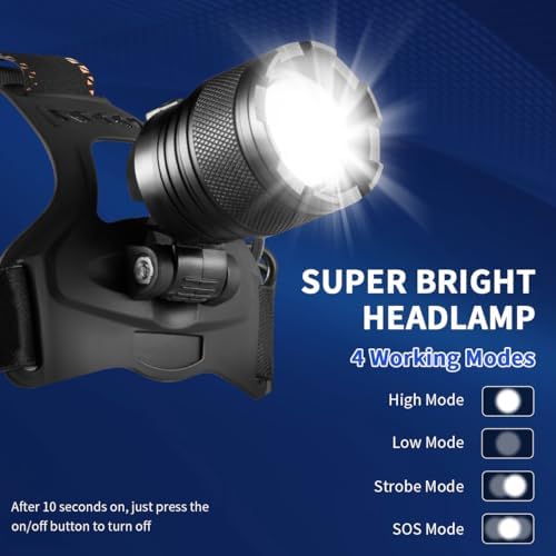Staaricc 2Pack Super Bright LED Rechargeable Headlamp, Head lamp for Adults - Image 3