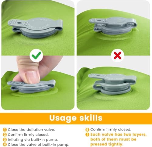 2 Pack 4-Inch Camping Sleeping Pads with Foot Pump and Pillow - Image 6