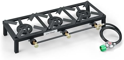 COOKAMP Propane Triple Burner Angle Iron Camp Stove with CSA Listed Regulator and 4ft Hose (SA3200) - Image 5