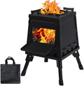 Wood Burning Camp Stove, Portable Cast Iron Camping Wood Stove, Black Woodstove with Carrying Case for Backpacking Outdoor Cooking by Lineslife