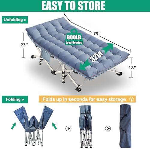 Camping Cot for Adults, 32" Wide Cots for Sleeping with Mattress - Image 4